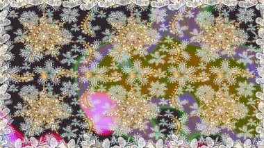 Geleneksel oryantasyon süsü. Klasik klasik klasik arka plan. Kusursuz klasik raster altın desenli. Raster illüstrasyonu. Gri renklerde, altın elementlerle kusursuz desen.