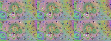 Raster. Düz Çiçek Elementleri Tasarımı. Renkli Bahar Teması çizim şablonu.