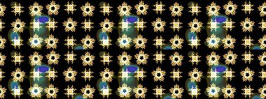 Raster illüstrasyonu. Siyah, sarı ve kahverengi renkli kar taneleri. Yılbaşı Biçimi.