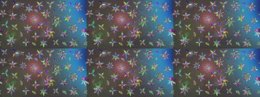 Çiçekli karalama şeklinde Raster çiçek deseni. Nazikçe, güzel çiçek arkaplanı. Gri ve mavi renkte çiçekler.