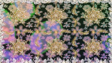 Altın şablon. Raster illüstrasyonu. Klasik çiçek dokusu. Kart, duvar kağıdı, ambalaj ve tekstil için klasik tasarım. Gri renkli Royal retro. Kusursuz desenli altın elementler.