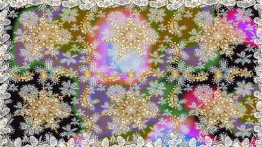 Kusursuz altın desen. Gri renklerde, altın elementlerle kusursuz desen. Raster doğulu süsü.