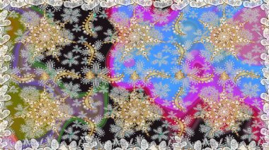 Tekrarlayan elementlerle kusursuz soyut arkaplan. Gri ve altın desenli. Zarif raster klasik desen.