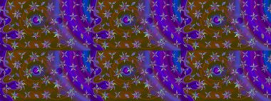 Sevimli çiçek raster deseni. Kahverengi ve mor renkli çiçekler. Renkli Bahar Teması eskiz kalıbı. Düz Çiçek Elementleri Tasarımı.