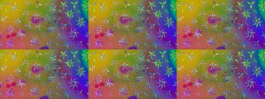 Raster illüstrasyonundaki çiçek desenli çizim. Güzel kumaş deseni. Renkli Bahar Teması eskiz kalıbı. Düz Çiçek Elementleri Tasarımı.