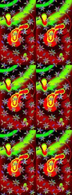 Elle boyanmış suluboya resim çizimleri, çiçekler ve bitkiler. Kırmızı ve yeşil renkte çiçekler.