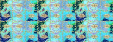 Barok tarzında eskiz oryantal süsü. Geleneksel altın sarısı desenli mavi renkli ve altın elementli.