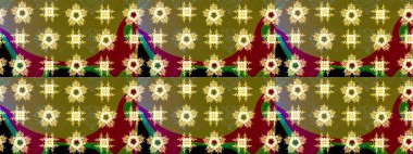 Gömlek baskısı için çiçek boyası. Kahverengi, kırmızı ve sarı renkte çiçekler. Çiçek eskiz kalıbı geçmişi.