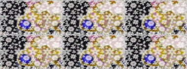 Tarafsız renklerde. Raster illüstrasyonu. Soyut çiçek desensiz arkaplan. Raster deseni. Küçük çiçekte sevimli çiçek deseni var..