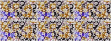 Renkli Bahar Temalı Kusursuz Arkaplan. Raster. Düz Çiçek Elementleri Tasarımı.