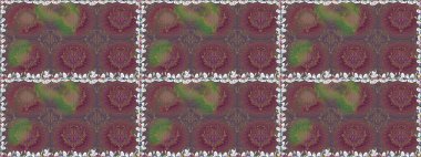 Suluboya tarzında kahverengi renkte. Küçük çiçekli kusursuz yay deseni. Raster illüstrasyonu.