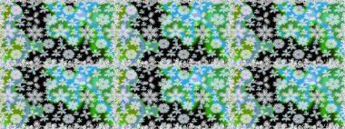 Yeşil renkli çiçekler. Düz Çiçek Elementleri Tasarımı. Çiçekli, suluboya desenli kusursuz çiçek deseni. Renkli Bahar Temalı Kusursuz Arkaplan. Raster illüstrasyonu.