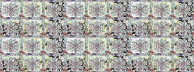 Tarafsız renklerde Asya tekstil tarzında. Kusursuz çiçek deseni. Raster illüstrasyonu.