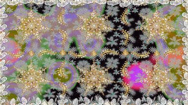 Düz elle çizilmiş klasik koleksiyon. Gri renkli ve altın elementli altın desenli. Arkaplan, kumaş, altın duvar kağıdı. Raster altın pürüzsüz desen.