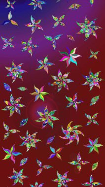 Çiçeksel çizim kalıbının yansıması. Vadinin çiçekleri kırmızı ve mor renklerde.