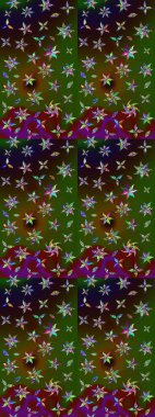 Renkli Bahar Teması eskiz kalıbı. Raster illüstrasyonundaki çiçek desenli çizim. Süslü kumaş deseni. Düz Çiçek Elementleri Tasarımı.