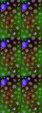 Raster illüstrasyonu. Yeşil ve kahverengi renklerde. Çiçek buketleriyle klasik tarzda eskiz deseni.