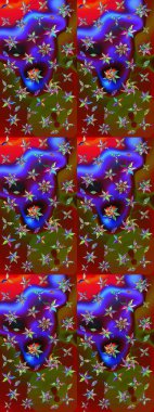 Renkli Bahar Teması eskiz kalıbı. Çiçek desenli eskiz, yaz çiçekleri. Düz Çiçek Elementleri Tasarımı. Kahverengi ve kırmızı renkte çiçekler.