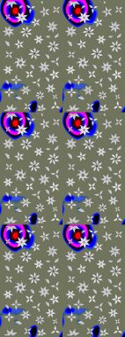 Bahar mevsimi. Raster güzel bir çiçek deseni çizmiş. Nazik romantik baskı. Tatil havası. Yeşil ve nötr renkte çiçekler.