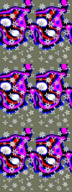 Düz Çiçek Elementleri Tasarımı. Raster illüstrasyonundaki çiçek desenli çizim. Süslü kumaş deseni. Renkli Bahar Teması çizim şablonu.