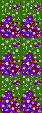 Yeşil ve kırmızı renkte çiçekler. Yumuşak, bahar çiçekli arka plan. Raster çiçek desenli ve çiçekli..