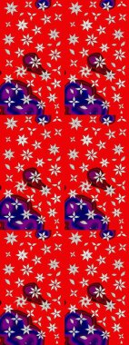 Suluboya çiçekli çiçek deseni. Raster illüstrasyonu. Kırmızı ve nötr renklerde güzel tekstil.