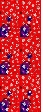 Kırmızı ve nötr renklerde etnik çiçeklerle süslenmiş zarif bir eskiz. Raster Çiçek İllüstrasyonu güzel tekstil..