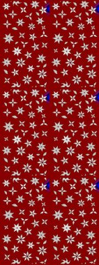 Ağaç dallı bahar çiçekli desen, kırmızı renklerde ve çiçek siluetinde nötr renk. Raster deseni.