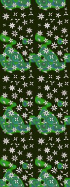 Gri ve yeşil renkli çiçekler. Kumaş desenli papatya çiçekleri ayrıntıları.