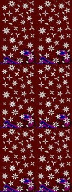 Kırmızı ve nötr renklerde yaprakları olan yabani çiçekler. Eskiz arkaplan modeli. Suluboya, elle çizilmiş. Raster illüstrasyonu.