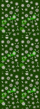 Yeşil ve nötr renklerde çiçekler. Çiçekli karalama şeklinde Raster çiçek deseni. Nazik, sevimli çiçek arkaplanı..