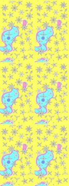 Dekorasyon ve tasarım için güzel bir desen. Çiçeğin suluboya çizimlerinin mükemmel deseni. Moda baskısı. Raster illüstrasyonu. Eski model. Suluboya çizim deseni.