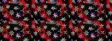 Güzel çiçek deseni. Renkli Bahar Teması eskiz kalıbı. Siyah, kırmızı ve kahverengi renkte çiçekler. Düz Çiçek Elementleri Tasarımı.