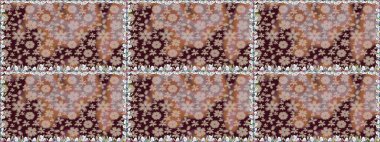 Küçük kahverengi çiçekli oldukça eski bir besin torbası deseni. Millefleur 'lar. Tekstil, kumaş, kapaklar, duvar kağıtları, baskı, naylon, yapıştırma, örgü, dekupaj için çiçeksiz arkaplan.