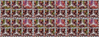 El çizimi çiçekli, pürüzsüz bir desen. Çocuksu tasarım. Tekstil, kumaş, ambalaj, hatıra defteri için hoş bir çiçek arkaplanı. Kahverengi arkaplanda.