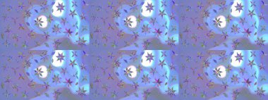 Çiçekli eskiz deseni. Suluboya çizimi. El çizimi. Mavi ve mor renkte çiçekler.