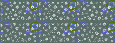 Suluboya, elle çizilmiş. Tarafsız ve yeşil çiçekler. Raster hisseleri. Taslak arkaplan deseni.