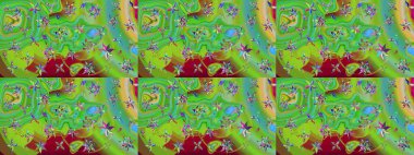 Süslü kumaş deseni. Raster illüstrasyonundaki çiçek desenli çizim. Düz Çiçek Elementleri Tasarımı. Renkli Bahar Teması çizim şablonu.