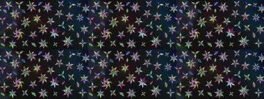 Raster illüstrasyonundaki çiçek desenli çizim. Gri ve mavi renkte çiçekler.