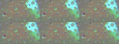 Suluboya çizim kalıbı. Dekorasyon ve tasarım için güzel bir desen. Eski model. Çiçeğin suluboya çizimlerinin mükemmel deseni. Raster illüstrasyonu. Moda yazdırma.