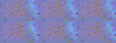 Çiçekli çiçek deseni, suluboya. Mor ve mavi renkte çiçekler. Renkli bahar temalı eskiz kalıbı. Düz Çiçek Elementleri Tasarım Raster illüstrasyonu.