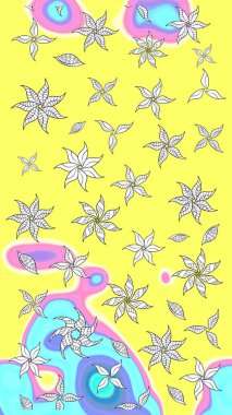 Yumuşak pamuk tasarımı. Yumuşak fayans. Raster 'ın taze dokusu. Paketleme, tekstil, duvar kâğıdı için çiçek eskizi. Klasik çiçek deseni.