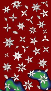 Şirin çiçek elementleri. Raster illüstrasyonu. Robot resim. Kırmızı ve nötr renkte çiçekler.