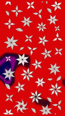 Raster düz çiçek çizim deseni. Hediye ambalaj kağıdı, tebrik kartları, posterler ve pankart tasarımı. Kırmızı ve nötr renkte çiçekler.