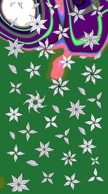 Robot resim. Küçük renkli çiçekler. Moda baskıları için zarif bir şablon. Küçük çiçekte güzel bir desen. Motley illüstrasyonu. Çiçekli yaz çiçekleri.