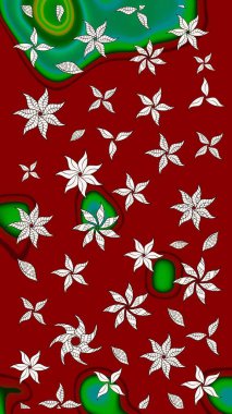 Gömlek, arka plan modelini çiz. Tropik çiçekler. Kırmızı ve nötr renkte çiçekler.