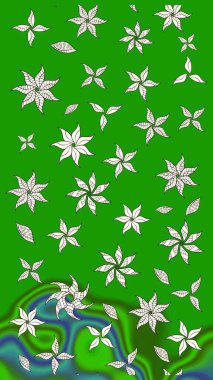 Çiçek desenli raster, yeşil ve nötr çizgi grafik desenli soyut raster arkaplan. Modern stil dokusu.