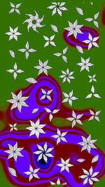 Yumuşak, bahar çiçekli arka plan. Çiçekli karalama şeklinde Raster çiçek deseni. Yeşil ve kırmızı renkte çiçekler.