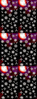 Renkli Bahar Teması eskiz kalıbı. Düz Çiçek Elementleri Tasarımı. Chichi 'nin kumaş kalıbını çiz. Raster illüstrasyonu. Çiçek deseni.