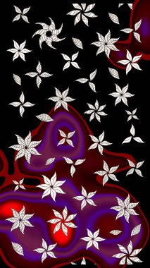 Çiçek desenli çizim. Raster illüstrasyonu. Renkli Bahar Teması eskiz kalıbı. Asya tekstil tarzında. Güzel kumaş deseni. Düz Çiçek Elementleri Tasarımı.